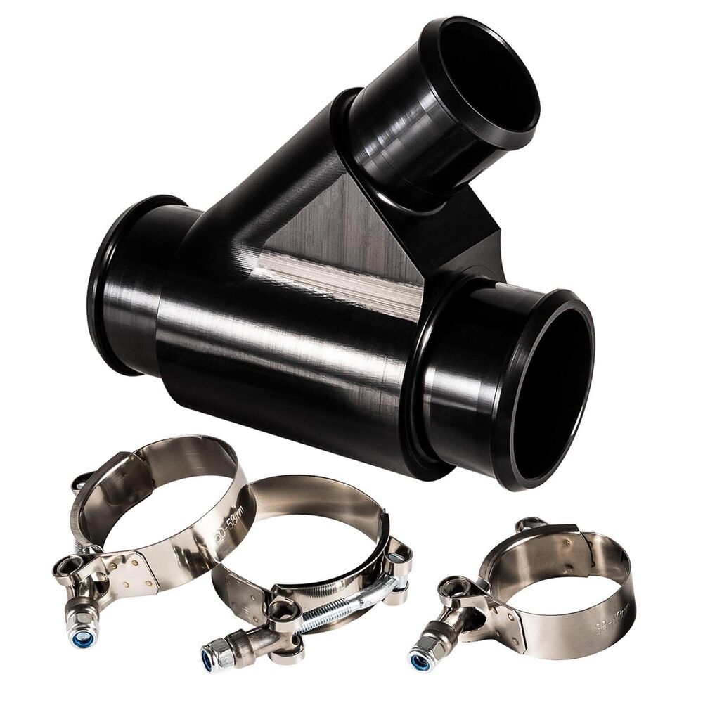Black Weldless Dual Radiator Coolant Y-Pipe For 2013-2019 Dodge RAM 6.7L Cummins